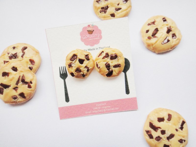 Earrings Cookies - 耳環/耳夾/耳骨夾 - 黏土 金色