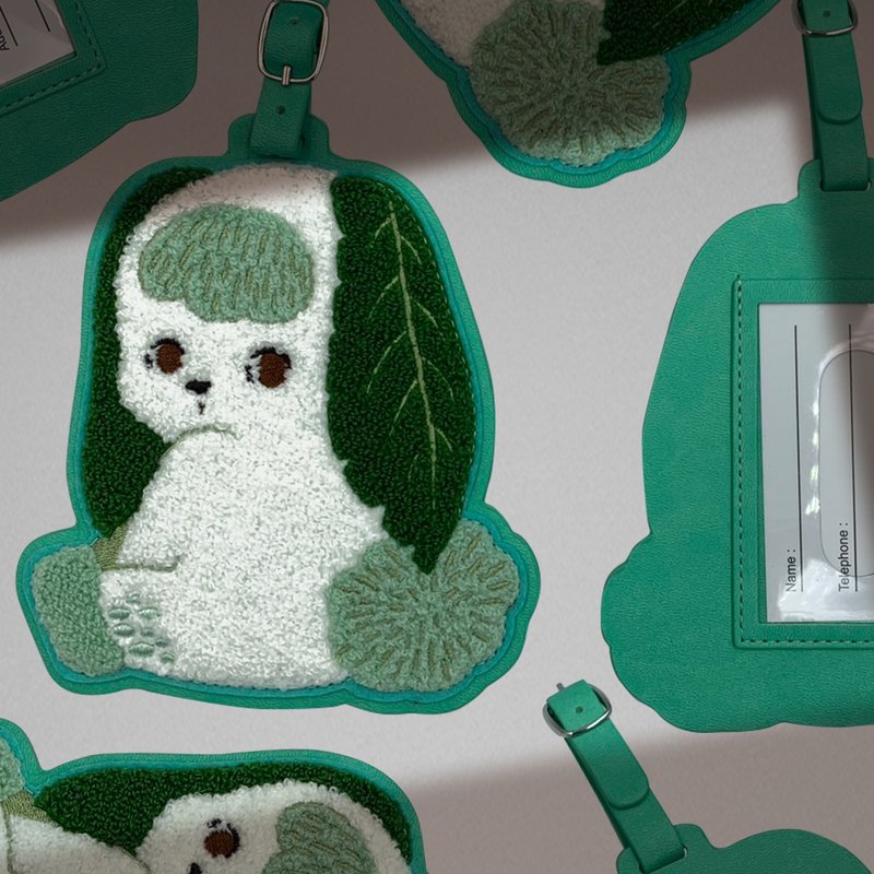 毛茸茸皮革卡套/證件套-芭蕉兔款 - 證件套/識別證套 - 人造皮革 綠色