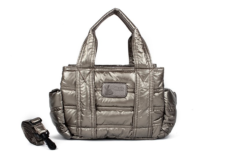 Oblique back portable dual-use [small size large capacity] Mini Mini three-tier - champagne PLUS - Diaper Bags - Polyester Gray