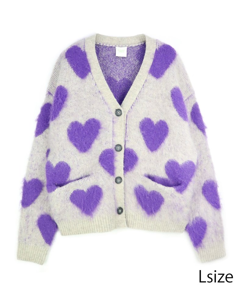 LOVEBOMB BRUSHED KINT CARDIGAN - สเวตเตอร์ผู้หญิง - ขนแกะ สีม่วง