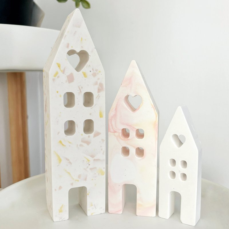 Cabin shape diffuser stone handmade terrazzo handmade diffuser Stone indoor fragrance Stone birthday gift - น้ำหอม - วัสดุอีโค ขาว