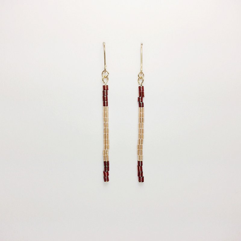 // neat and simple antique beads earrings rose red gold // ve030 - ต่างหู - แก้ว หลากหลายสี