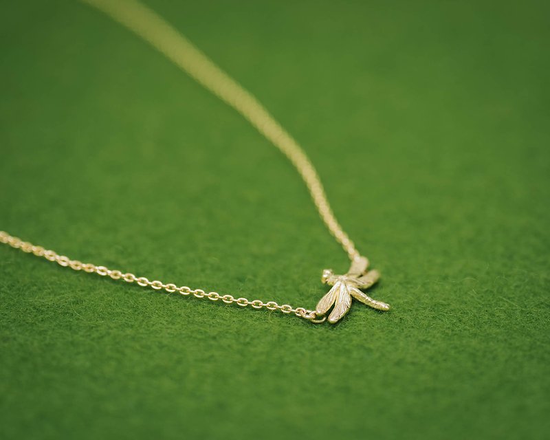 Dragonfly necklace - 18K or Platinum - Japanese jewelry - Solid gold - สร้อยคอ - เครื่องประดับ สีทอง