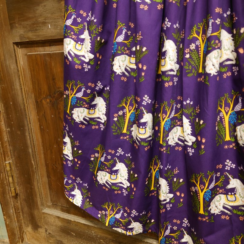 Unicorn skirt /Long Skirt/ Organic cotton 100% made in JAPAN / USA fabric - กระโปรง - ผ้าฝ้าย/ผ้าลินิน สีม่วง