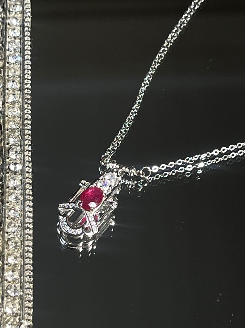 balance. Ruby Necklace Ruby Red Corundum S925 Necklace Intellectual Geometry - สร้อยคอ - เครื่องเพชรพลอย สีแดง