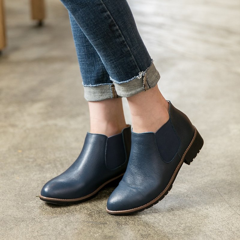 British suit Chelsea boots-Thames - Women's Booties - Genuine Leather Blue