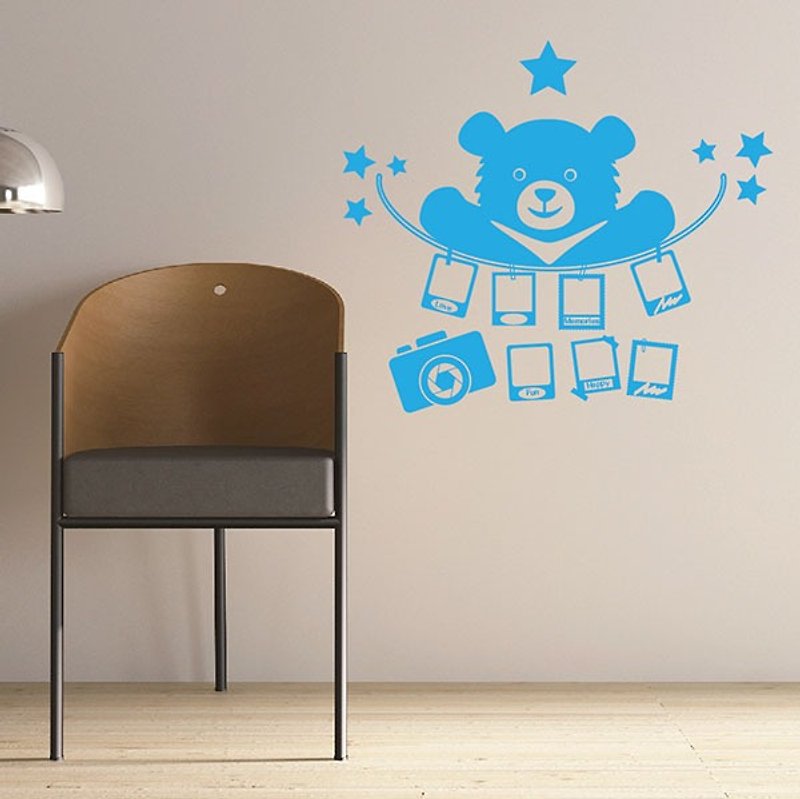 Smart Design 創意無痕壁貼◆大熊的回憶(8色可選) - 壁貼/牆壁裝飾 - 紙 藍色