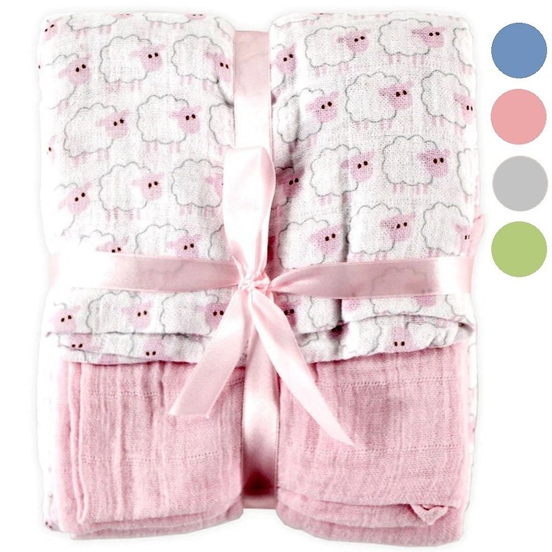 Hudson Baby baby multi-purpose cotton gauze towel wrap 2 group - ของขวัญวันครบรอบ - ผ้าฝ้าย/ผ้าลินิน สึชมพู