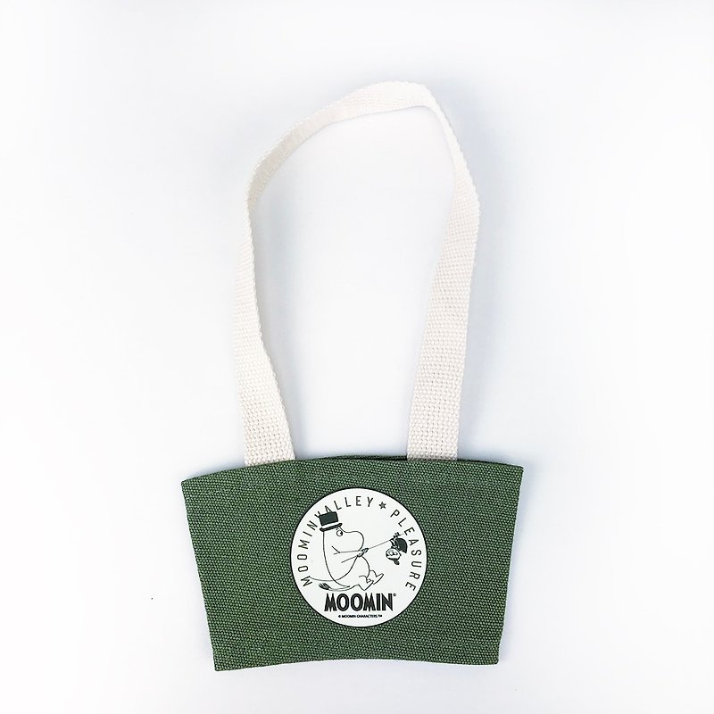 Moomin嚕嚕米授權-飲料提帶-樂趣(綠),AE13 - 杯袋/飲料提袋 - 棉．麻 綠色