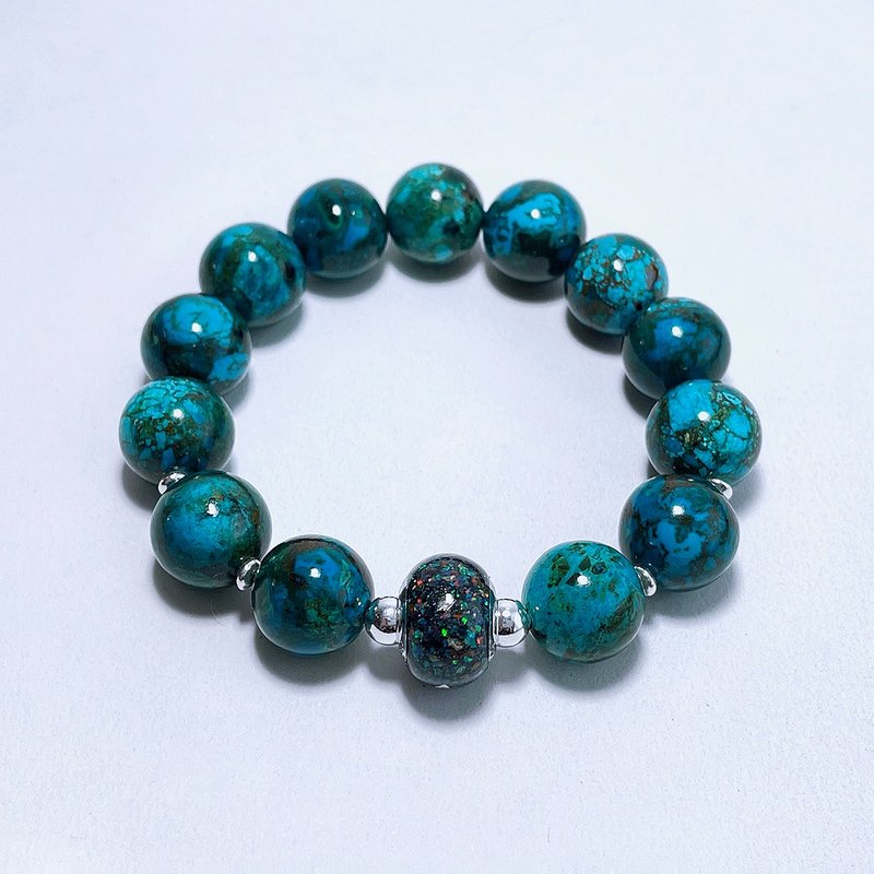 Gemstone series top phoenix stone 12.5 mm 925 sterling silver bracelet - Bracelets - Gemstone Blue