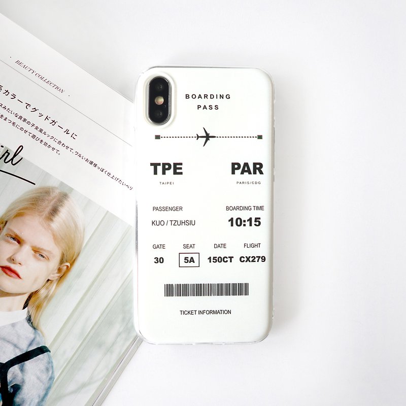 巴黎機票手機殼 - 手機殼/手機套 - 塑膠 白色