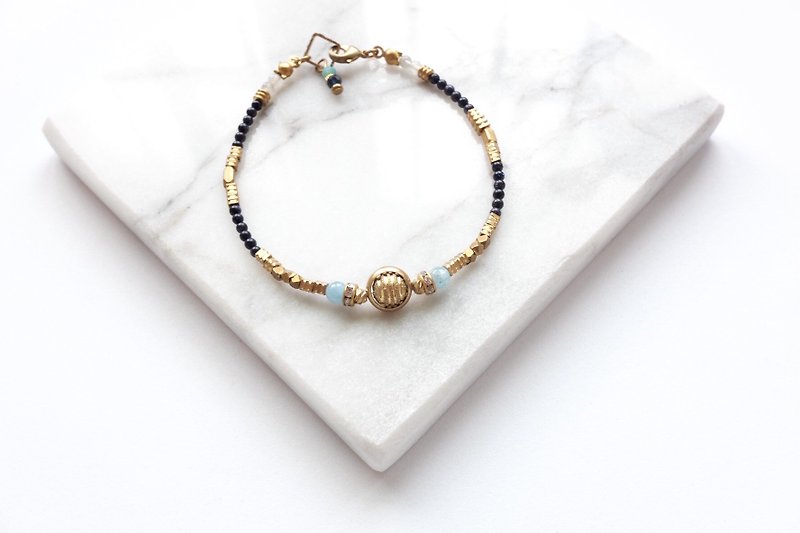 Bronze bracelets | Blue sand Stone| Aquamarine - สร้อยข้อมือ - ทองแดงทองเหลือง 