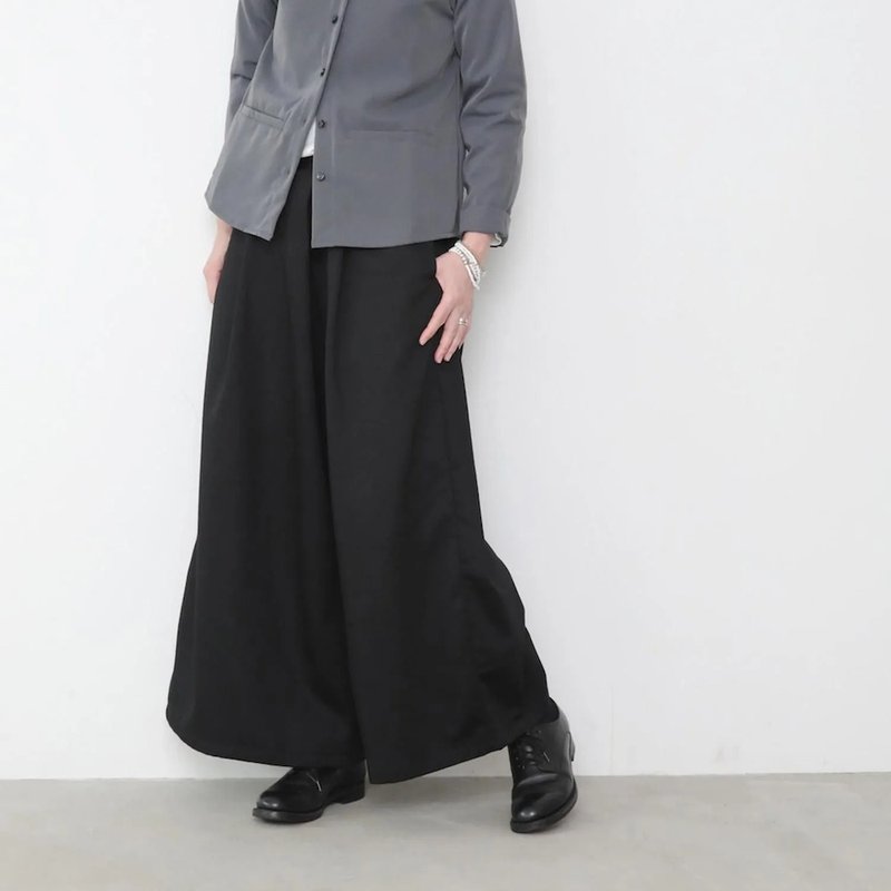OMAKE.jp 前摺單釦褲MakiPants 黑 - 女長褲 - 棉．麻 黑色