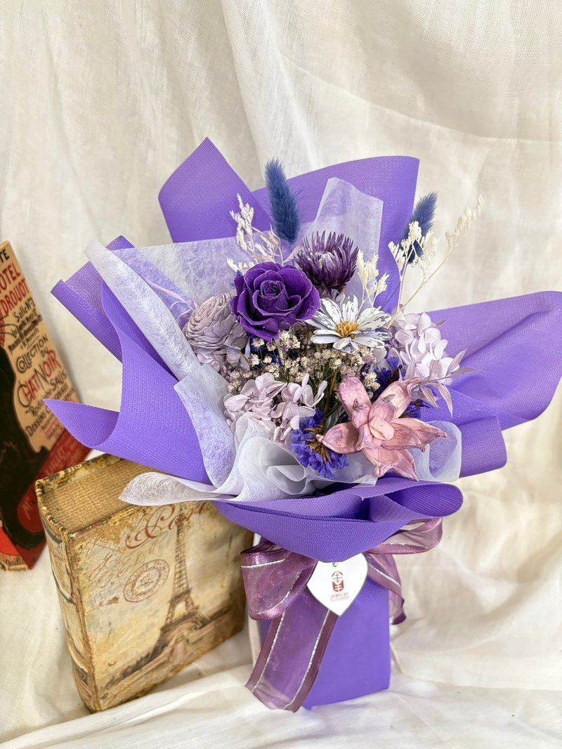可急單 畢業花束 韓式花束 乾燥花束 永生花束 2025花禮 快速出貨 - 乾燥花/永生花 - 植物．花 紫色