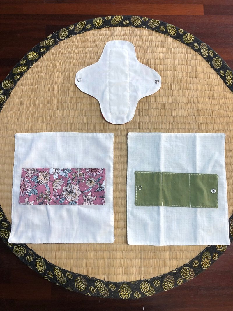 Cloth sanitary napkin travel series set - ของใช้ส่วนตัวผู้หญิง - ผ้าฝ้าย/ผ้าลินิน ขาว