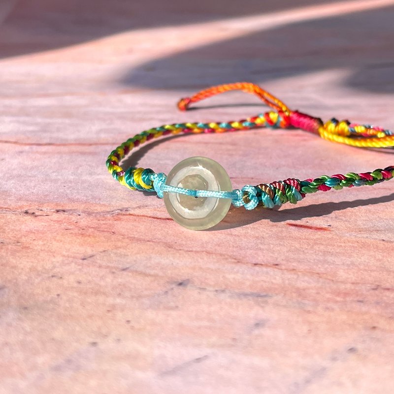 [Sunny Rainbow] Ice jade safe buckle rainbow hand kumihimo- spot discount - Bracelets - Jade Multicolor