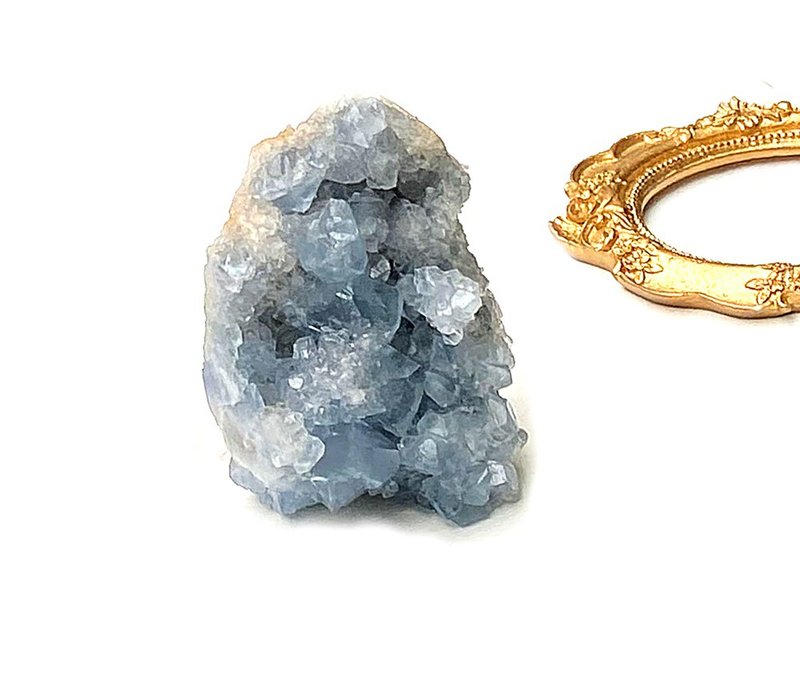 天然原礦天青石鎮 天青石簇 幾何 藍水晶 家居辦公室擺件 - 其他 - 水晶 藍色