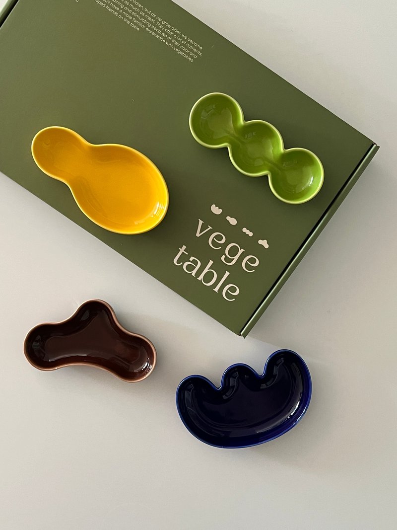 Pola at home /  vege table mini plate SET (gift package) - 碟子/醬料碟/醬油碟 - 陶 灰色