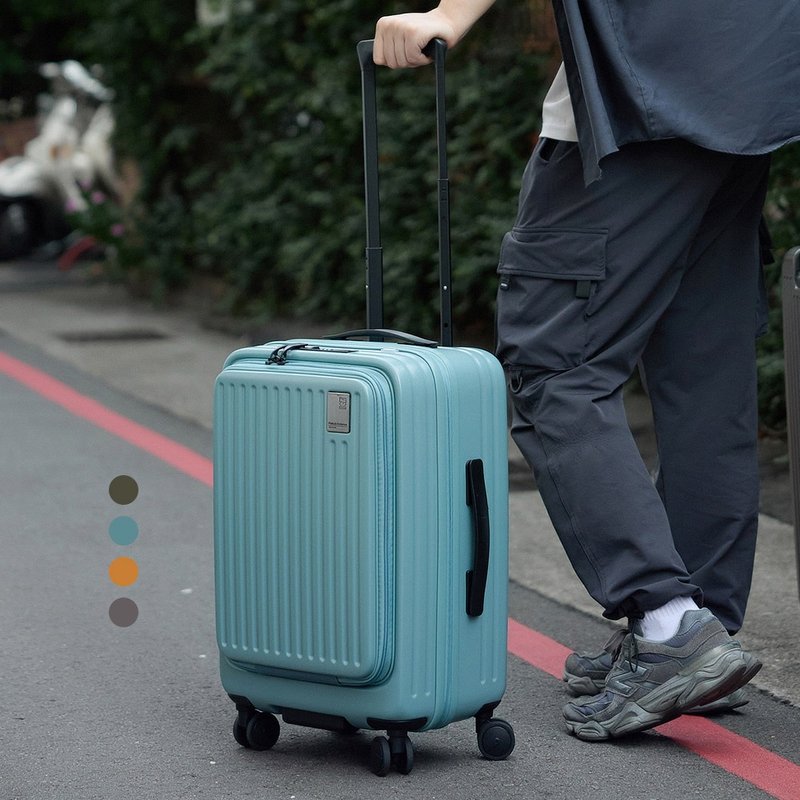 [Kim Anderson] 20-inch Traveler front-opening top gauge Hinomoto silent wheel suitcase - Luggage & Luggage Covers - Plastic Gray