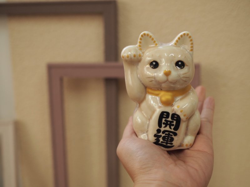 京燒 清水燒 |花結晶 迷你 卡其 右手 開運 - 擺飾/家飾品 - 陶 