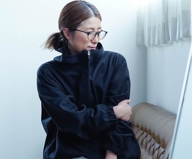 wafu. リネン&コットン フード付きパーカー ブラック