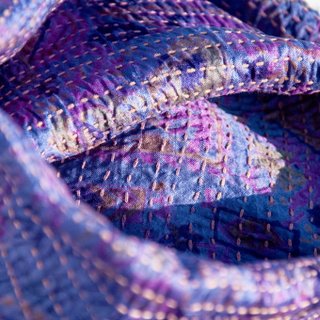 Valentine’s Day Gift, Birthday Gift, Mother’s Day Gift Limited Hand-stitched Saree Scarf/ Embroidered Scarf/ Silk Embroidered Scarf/ Hand-stitched Saree Scarf/ Indian Silk Embroidered Scarf-Wandering in the Purple Lavender Forest Wind