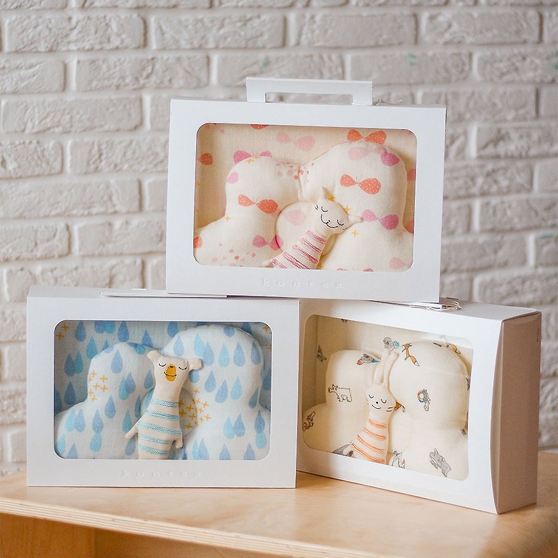 【kontex】100% cotton three-layer yarn comfort doll headrest gift box (with bag) - Baby Gift Sets - Cotton & Hemp Multicolor
