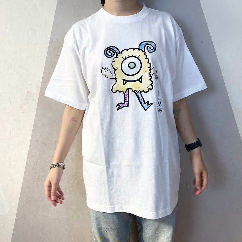 棉．麻 女 T 恤 白色 - 原創手繪T shirt 專賣 可愛的殘暴 怪奇動物系列