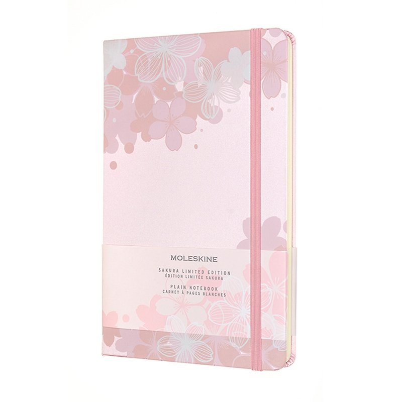 MOLESKINE 櫻花限量緞面筆記本 - 淺粉 L 型空白 - 筆記簿/手帳 - 紙 粉紅色