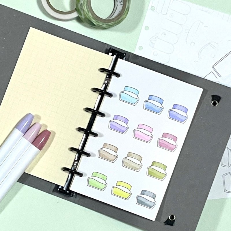 Personal Organizer Refill 【Size Mini 6】Color Sample Book Ink Bottle - Notebooks & Journals - Paper White