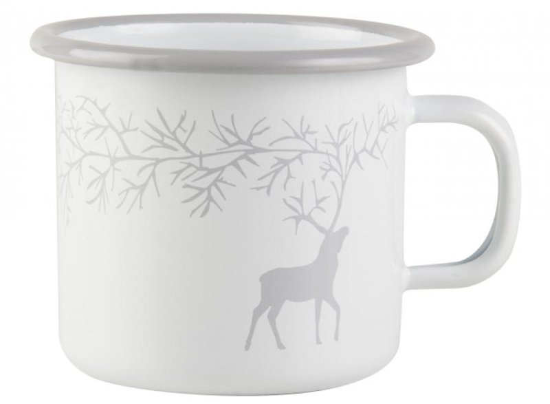 Muurla芬蘭北歐馴鹿琺瑯馬克杯2.5 dl /聖誕節禮物/交換禮物 - 咖啡杯/馬克杯 - 琺瑯 白色