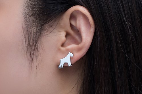 吳小姐3d訂製珠寶 雪納瑞耳針 狗狗背影系列-抗敏醫療鋼(可改夾式)
