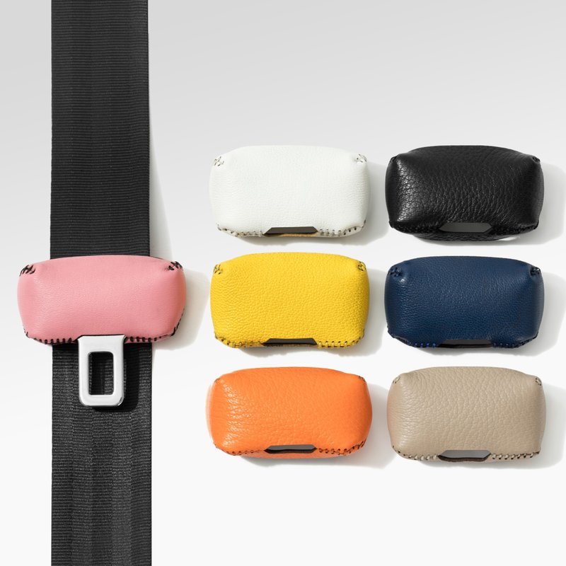 Premium French Goatskin Seatbelt Buckle Protector | Anti-Collision | Sound Dampening | Anti-Scratch | Large Size - ที่ห้อยกุญแจ - หนังแท้ 