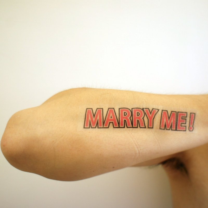 Marriage Proposal / MARRY ME / Tattoo Sticker Pink - ของวางตกแต่ง - กระดาษ สึชมพู