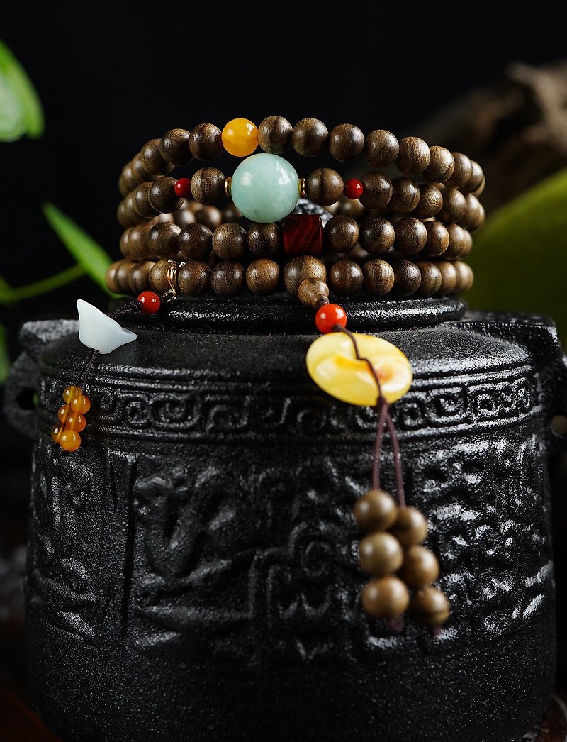 [Agarwood Wax Jadeite] Natural Indonesian Kalimantan 6mm108 Beads Bracelet