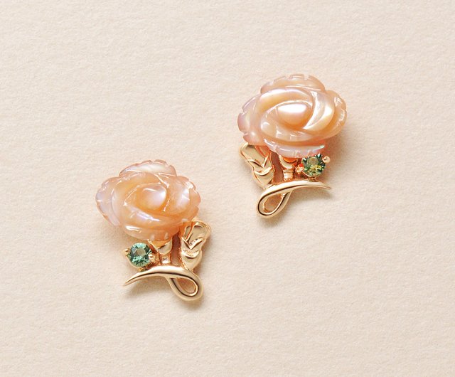 誕生花ジュエリー】5月 カーネーション ピアス (ローズゴールド