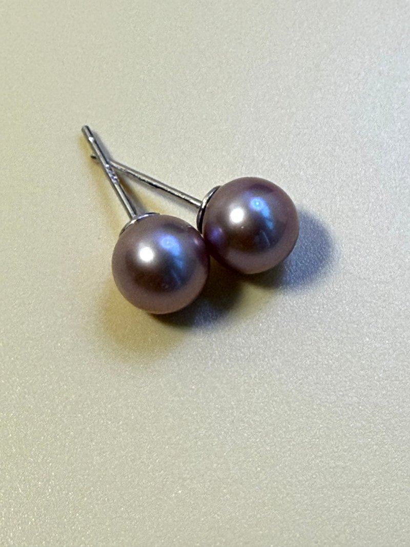 紫夢流光 天然淡水珍珠耳環 - 耳環/耳夾/耳骨夾 - 珍珠 紫色