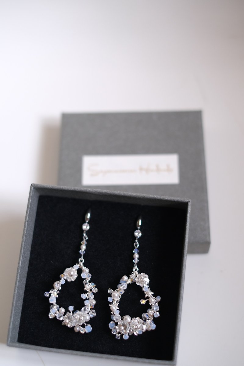 Swarovski Crystal Pearl Earrings, Crystal Earrings, Wedding Earrings, Bridal Earrings - Earrings & Clip-ons - Crystal Silver