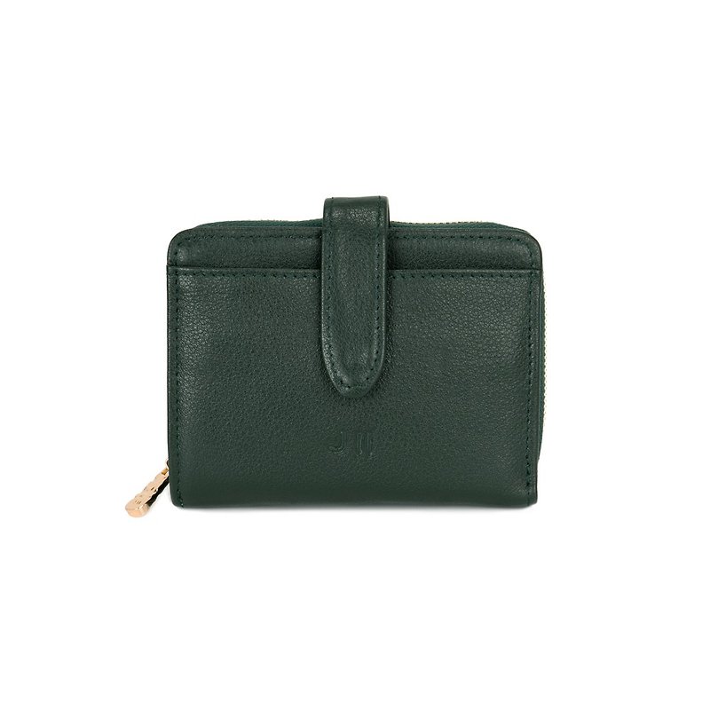 Short clip Soft multi-compartment cowhide short clip-5662-7-Multiple colors available - Wallets - Genuine Leather Green
