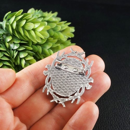 Lady Girl ヴィンテージ カメオ ブローチシルバーブルー ホワイト