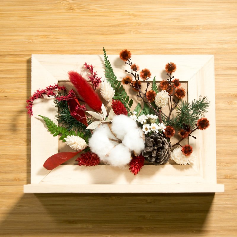 メモリーシールドライフラワーフォトフレーム-クリスマスカラー - 置物 - 寄せ植え・花 