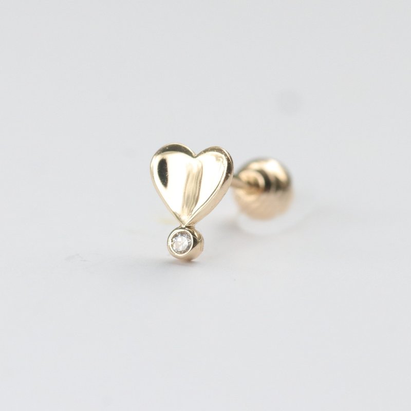 14K love diamond bead earrings (single) bead earrings (single) ear bones and ear sockets that will not fade - ต่างหู - เครื่องประดับ สีทอง