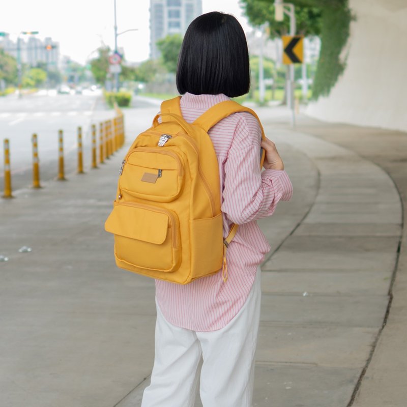 Backpack-Explore and store large-capacity backpack-6604-18-Multiple colors to choose from - กระเป๋าเป้สะพายหลัง - ไนลอน สีเหลือง