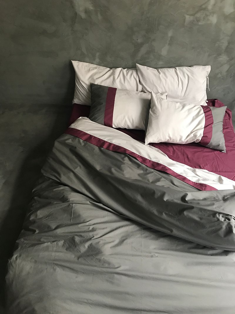 エクストララージ_100％オーガニックコットンダブルエクストララージキルトカバーピローケースセット（あなたとHim_Tricolorの間に） - 寝具 - コットン・麻 多色