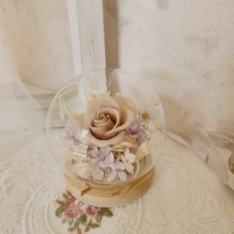 紫芋奶茶色 永生花鐘 玻璃鐘罩 永生花 乾燥花 生日禮物 節日禮物 - 乾燥花/永生花 - 植物．花 卡其色