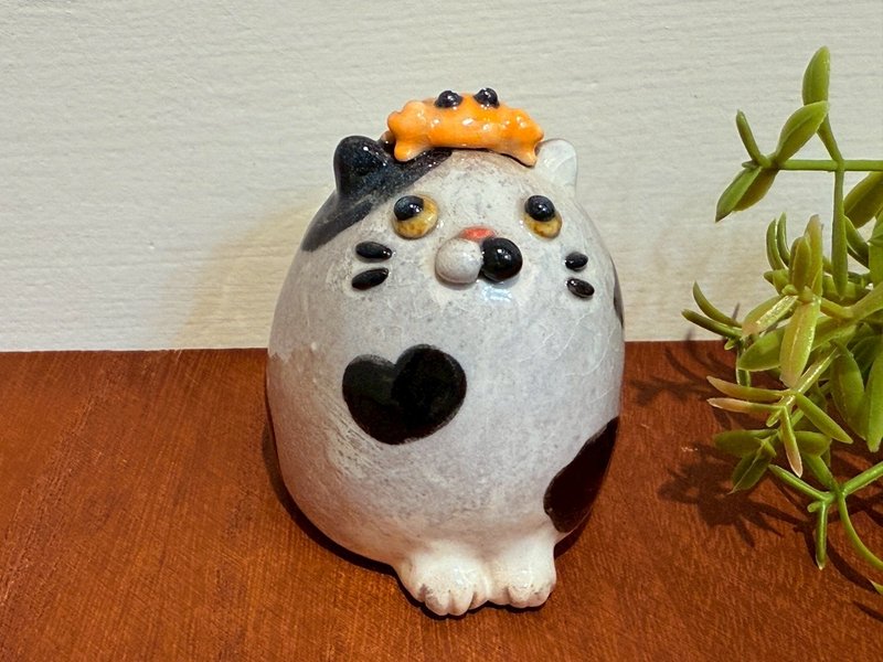 圓滾滾喵小福-D款 - 擺飾/家飾品 - 陶 橘色