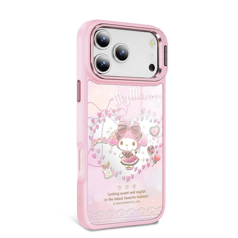 iPhone全系列軍規防摔合金框隱形立架鏡面磁吸殼-甜心美樂蒂-粉框 - 手機殼/手機套 - 其他材質 多色