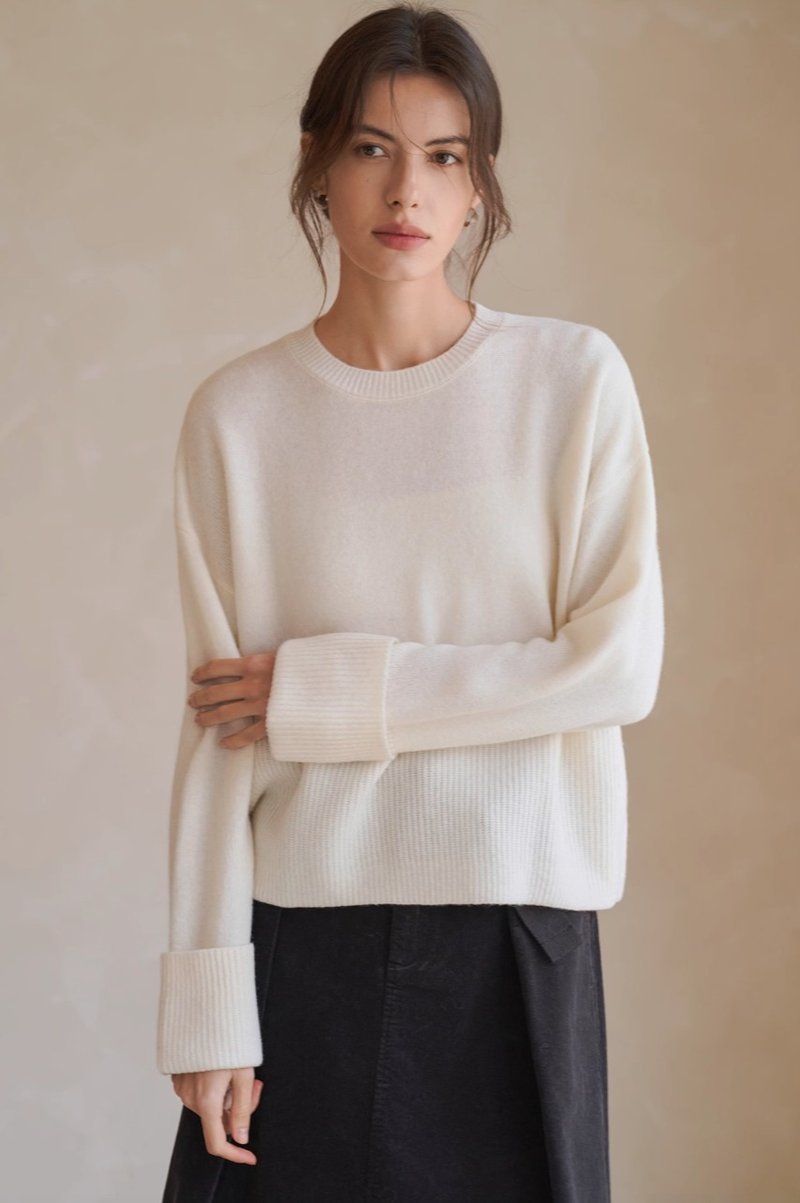 French Minimalist Wool Loose Knit Sweater - Women's Sweaters - Other Materials Multicolor