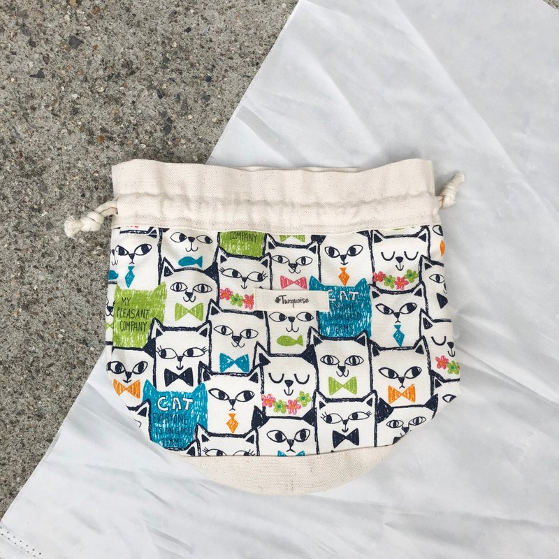 Square Cats / Japanese Cotton print / Shoulder bag  crossbodies  bucket bag - Messenger Bags & Sling Bags - Cotton & Hemp 