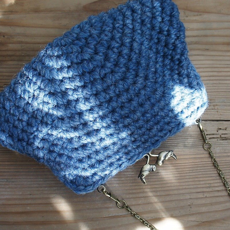 Ba-ba handmade☆ crochet petit-bag (No.C1042) - 手袋/手提袋 - 其他材質 藍色
